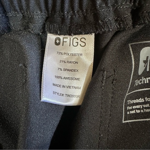 Figs Scrub Pants Technical Collection Straight Leg Women's Size Small Black - Picture 10 of 11
